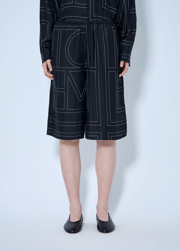 Toteme Monogram Silk Pj Culottes Black tot0265042